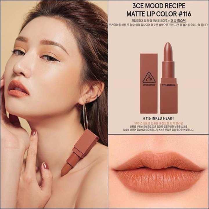 Son lì 3ce mood recipe matte lip color #116 inked heart