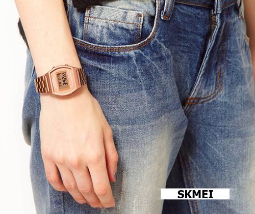 Đồng hồ nữ máy điện tử Skmei D56 chống nước sinh hoạt đèn sáng ban đêm dây thép đặc không gỉ