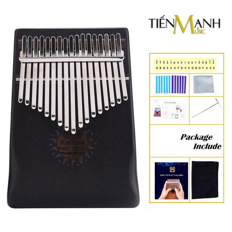 Đàn Kalimba Walter 17 Phím WK-17BK (Đen - Gỗ Mahogany - Mbira Thumb Finger Piano 17 Keys - Kèm Sticker dán note, Decal xanh đỏ, Búa chỉnh âm, Túi đựng, Khăn lau, Sách học, Móng gẩy Tiến Mạnh Music - Giúp cảm thụ âm nhạc tốt)