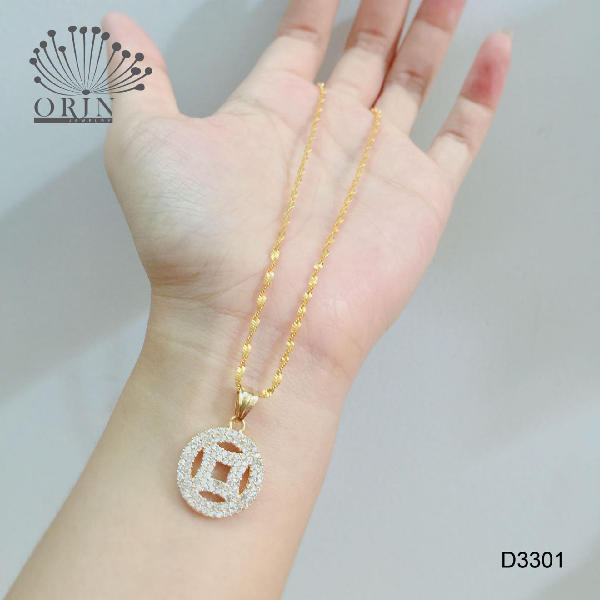 Dây chuyền nữ dạng xoắn mặt đồng hào đính đá cao cấp Orin D3301 đẳng cấp - Long Tien