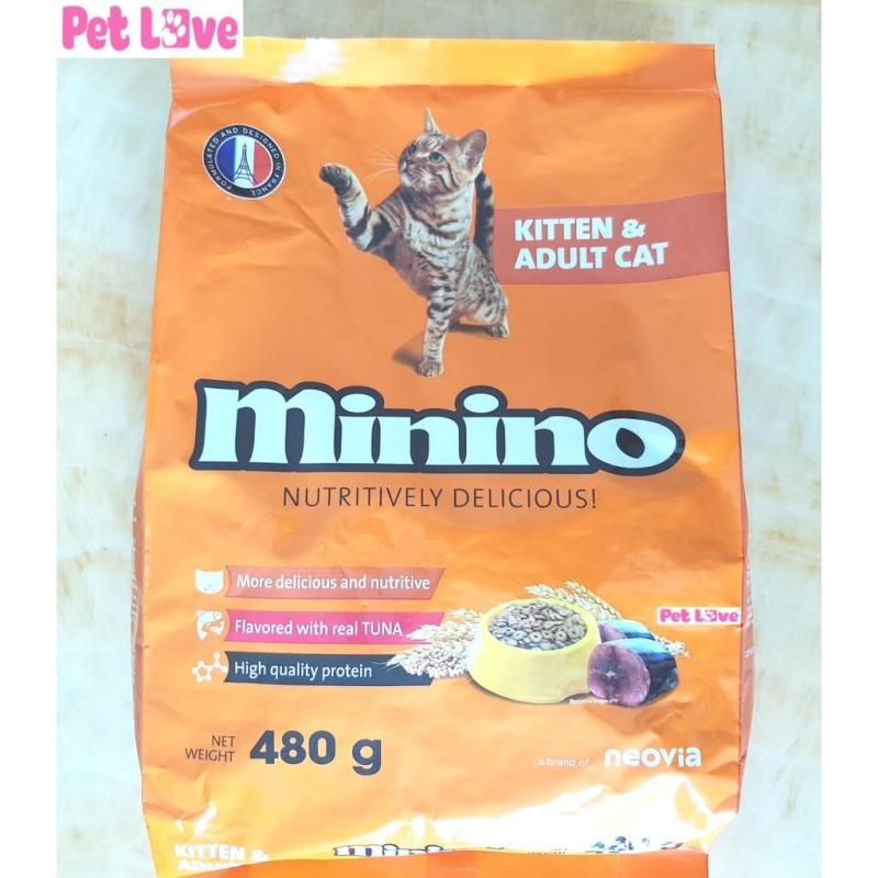 Thức ăn hạt Minino cho mèo con và mèo lớn (gói 480g)