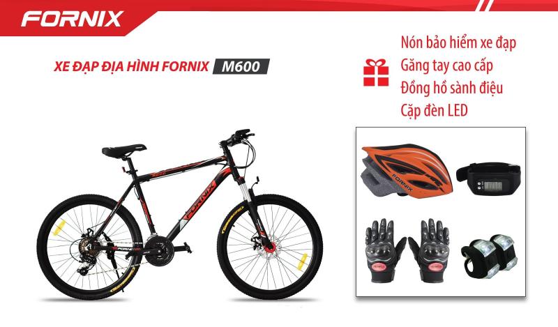 Mua Xe đạp địa hình thể thao Fornix M600 + (Gift) Đèn LED, Nón bảo hiểm A01NM1L, Găng tay, Đồng hồ đo bước đi