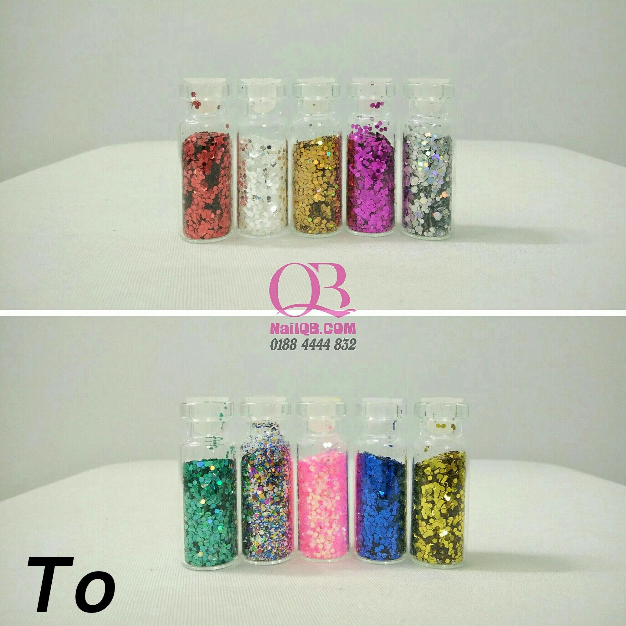 Set 10 chai kim tuyến rắc móng chai nhỏ (đủ màu)