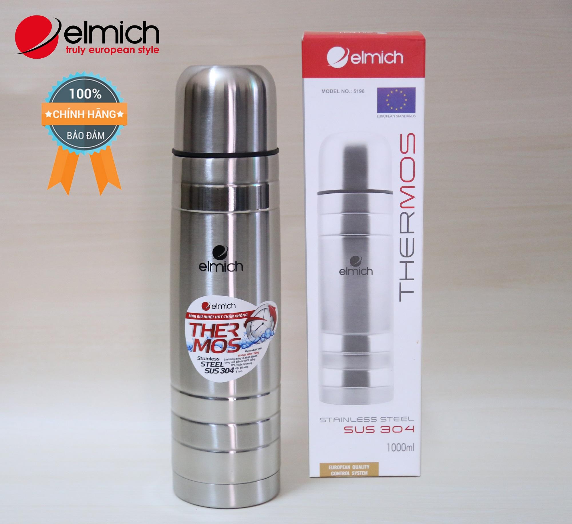 Bình giữ nhiệt Elmich-2245198 Cộng Hòa Séc Inox 304 thiết kế 3 lớp, dung tích 1000ml