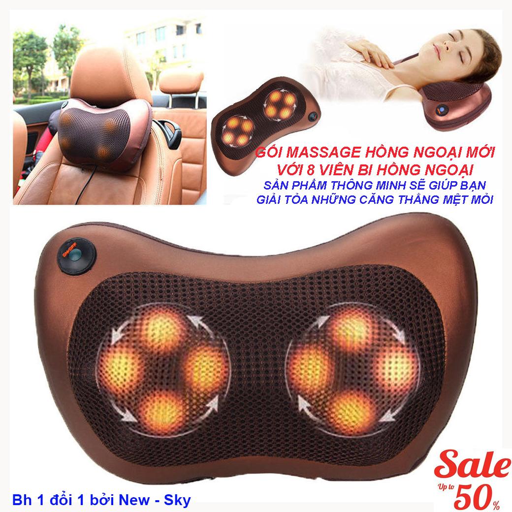 May Matxa Co Gay CHỌN NGAY Gối Massage 8 Bi NSK584 Đa năng Xoay Bóp Công Nghệ Nhật Bản, Sưởi Nóng Bằng Tia Hồng Ngoại, An Toàn Hiệu Quả Cao , Sale 50% - Bh Bởi New - Sky