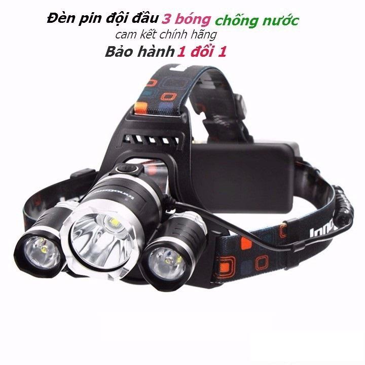 Đèn pin đội đầu 3 bóng t6 led siêu sáng