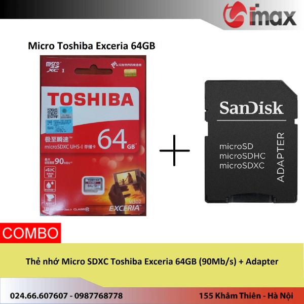Thẻ nhớ Micro SDXC Toshiba Exceria 64GB (90Mb/s) + Adapter
