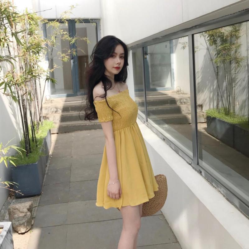 Nơi bán Váy trễ vai chun ngực dáng babydoll