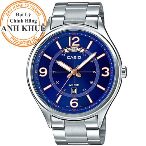 Đồng hồ nam dây kim loại casio anh khuê mtp-e129d-2bvdf