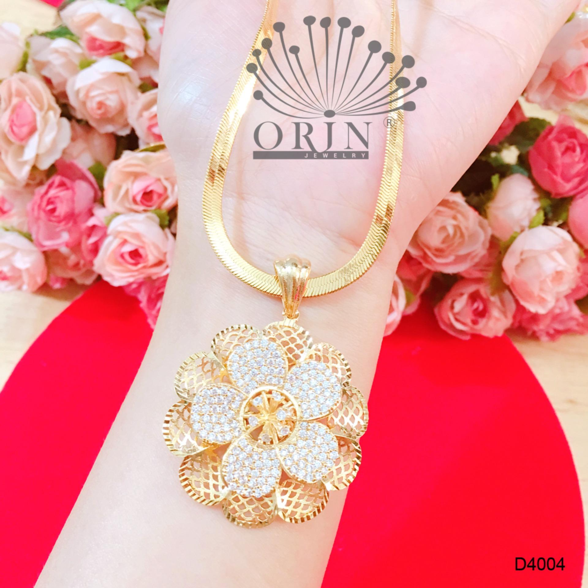 Dây chuyền nữ dạng mì dẹp mặt hoa mai lưới nhiều nhụy cao cấp Orin D4004 - Long Tien