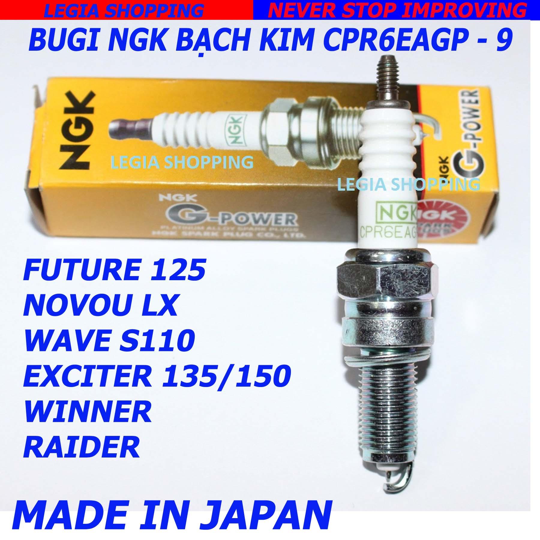 Bugi bạch kim NGK CPR6EAGP-9 chân dài gắn xe Future 125 Novou LX wave S110