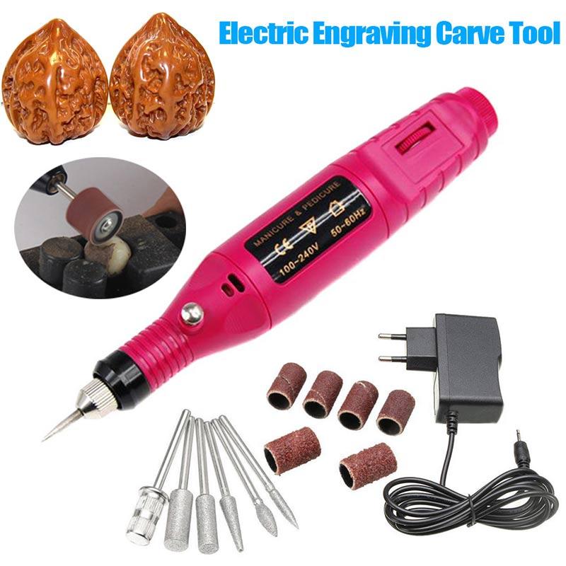 fancydream 15 Pcs/set DIY Electric Engraving Engraver Pen Carve Tool for Jewelry Metal Glass EU Plug
