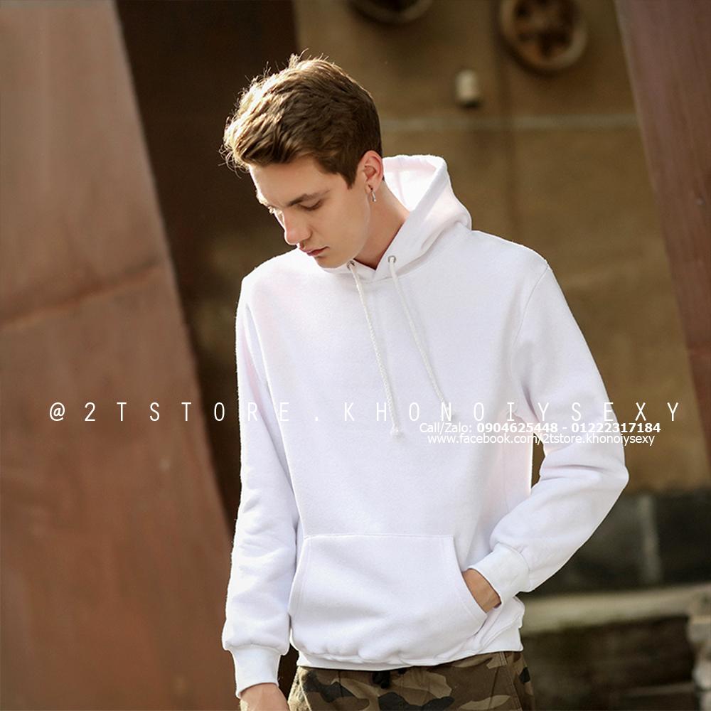 2T STORE ÁO KHOÁC HOODIE NỈ CÓ NÓN TRƠN MÀU TRẮNG 2TAKN08001-13.jpg