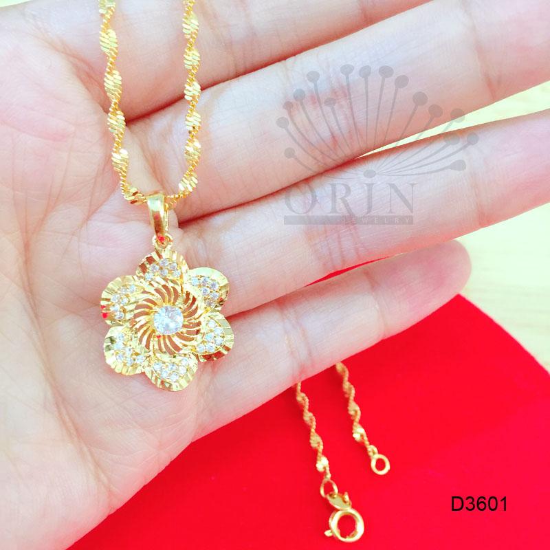 Dây chuyền mạ vàng dạng dây xoắn mặt hoa cách điệu thời trang sang trọng ORIn AL D3601