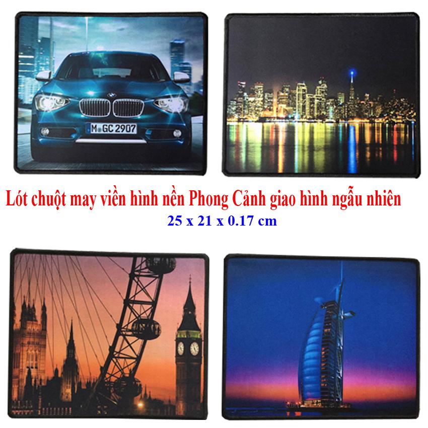 Miếng lót chuột may viền hình Phong Cảnh size 25x21cm mã L11 - Loại MousePad Control và Speed