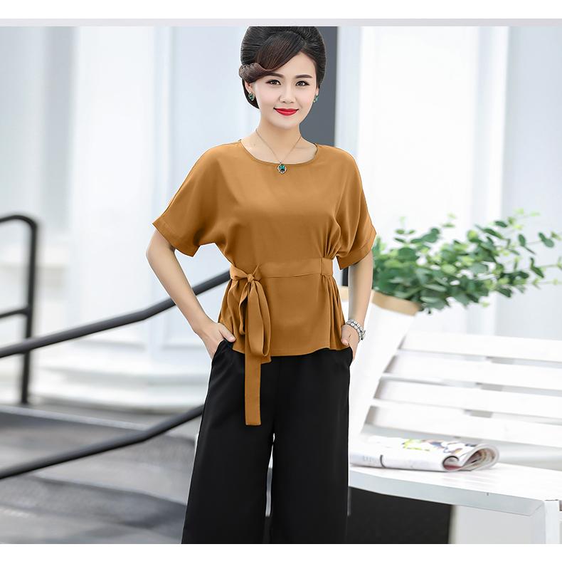 tk322N-áo trung niên tay ngắn thắt eo S-6XL