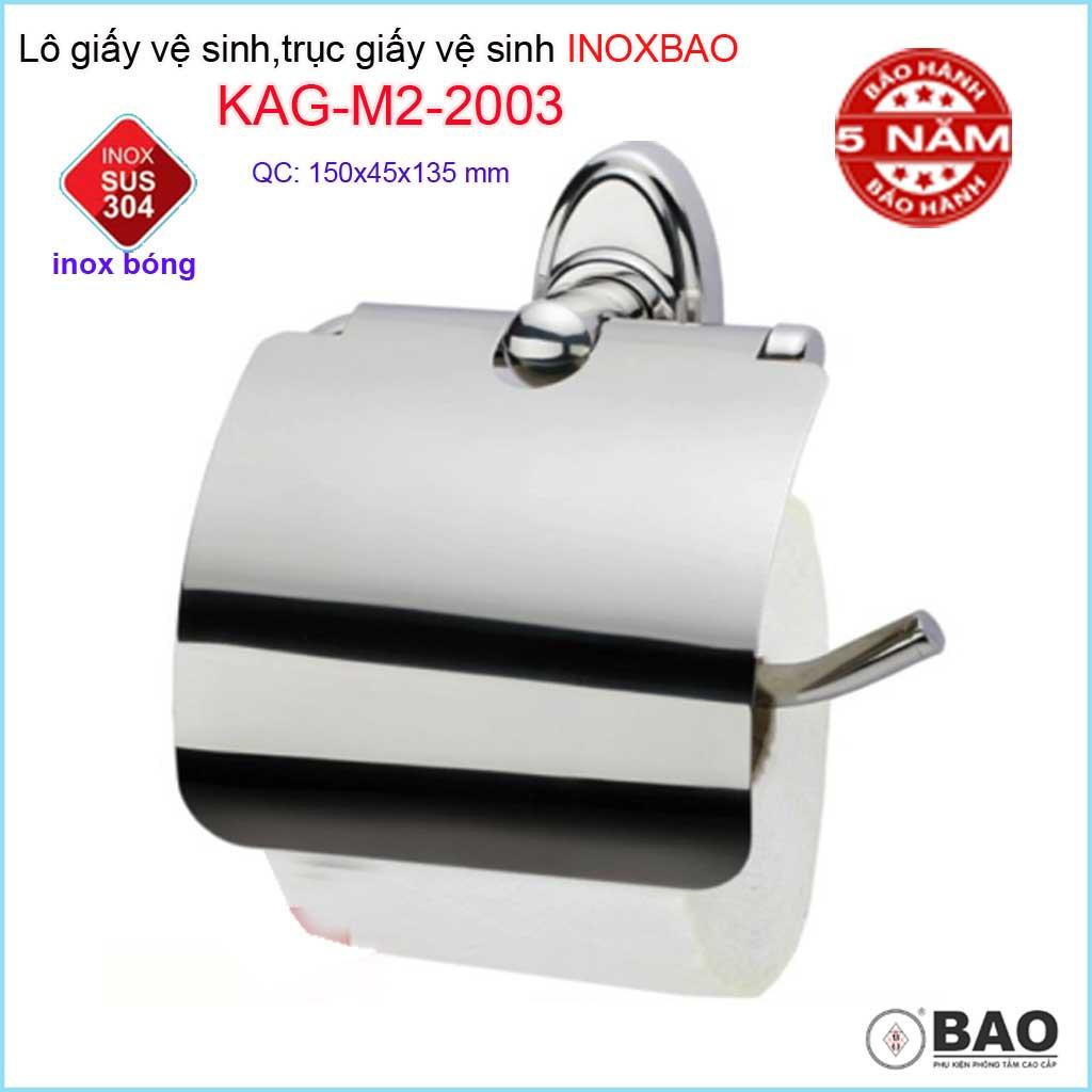 Hộp đựng giấy vệ sinh Inox Bảo KAG-M2-2003, Móc giấy toilet SUS304 đế tròn inox dập khuôn cao cấp thiết kế tuyệt đẹp
