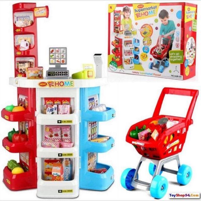 Đồ chơi quầy siêu thị kèm xe đẩy 668-20 hàng chuẩn
