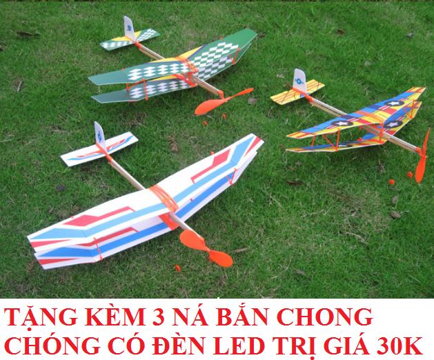COMBO 03 MÔ HÌNH TỰ LẮP (DIY) MÁY BAY CÁNH 2 TẦNG TẶNG 03 NÁ BẮNG CHONG CHÓNG CÓ ĐÈN LED