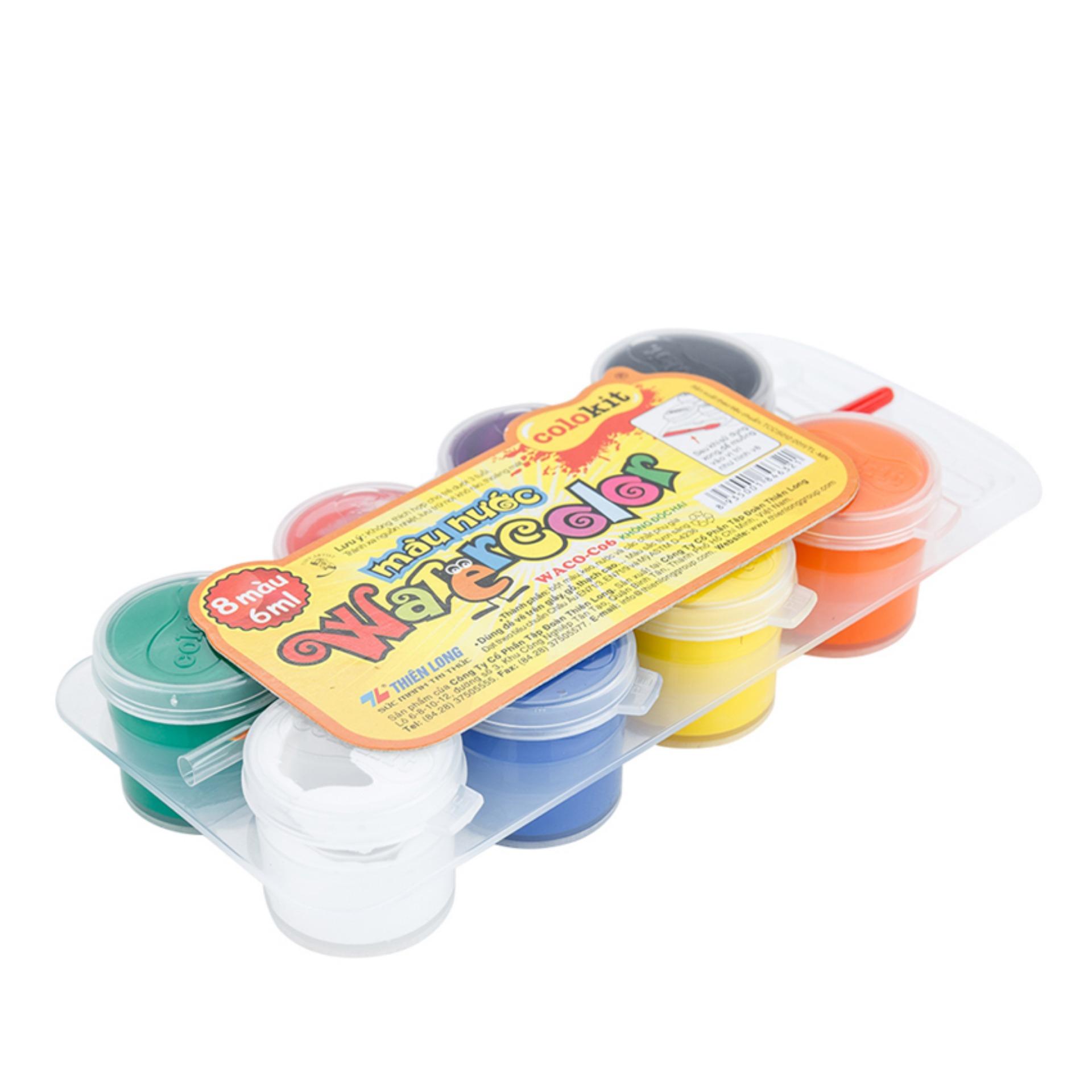 Vỉ 8 hộp màu nước thiên long waco-c06
