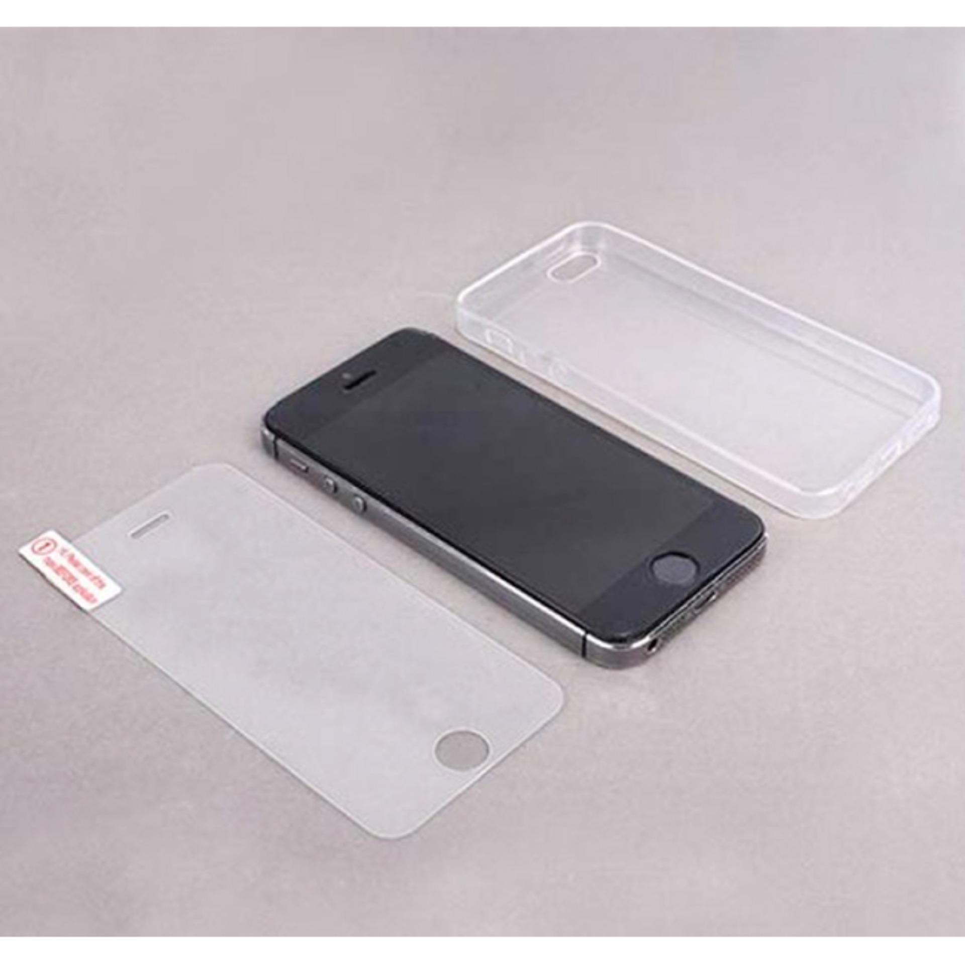 Bộ 1 kính cường lực và ốp lưng dẻo cho iphone 5 / 5g / 5s / se