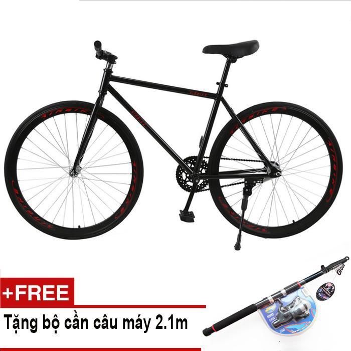 Mua Mishio - Xe đạp Fixed Gear Air Bike MK78 (đen) + Tặng bộ cần câu máy 2.1m