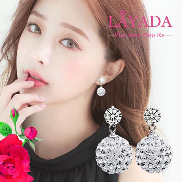 Bông tai nữ ( BT41059 ) pha lê ngọc châu Hàn Quốc siêu sáng da - LAYADA SHOP