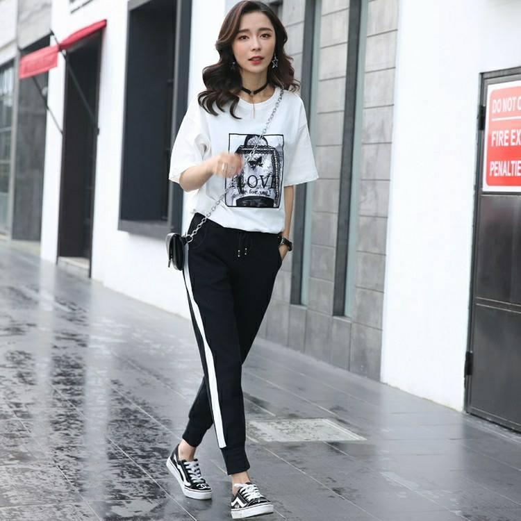 [HCM]Quần Thun Nỉ Nữ Thời Trang Sọc Lớn Bmind WQ 03 (Đen Sọc Trắng)