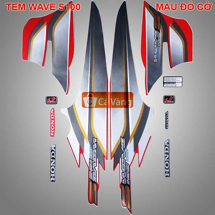 Tem xe máy wave s100 loại zin tem xịn - màu đở cờ