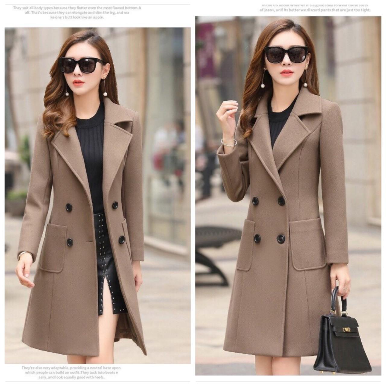 Áo khoác dạ dáng cổ vest cao cấp - hàng nhập