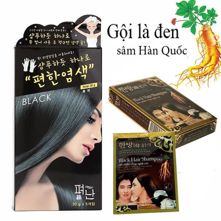 COMBO 10 GÓI DẦU GỘI ĐEN TÓC THẢO DƯỢC NHÂN SÂM HÀN QUỐC BLACK HAIR SHAMPOO