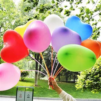 Bộ 100 bong bóng hình trái tim balloons nhiều màu loại tốt