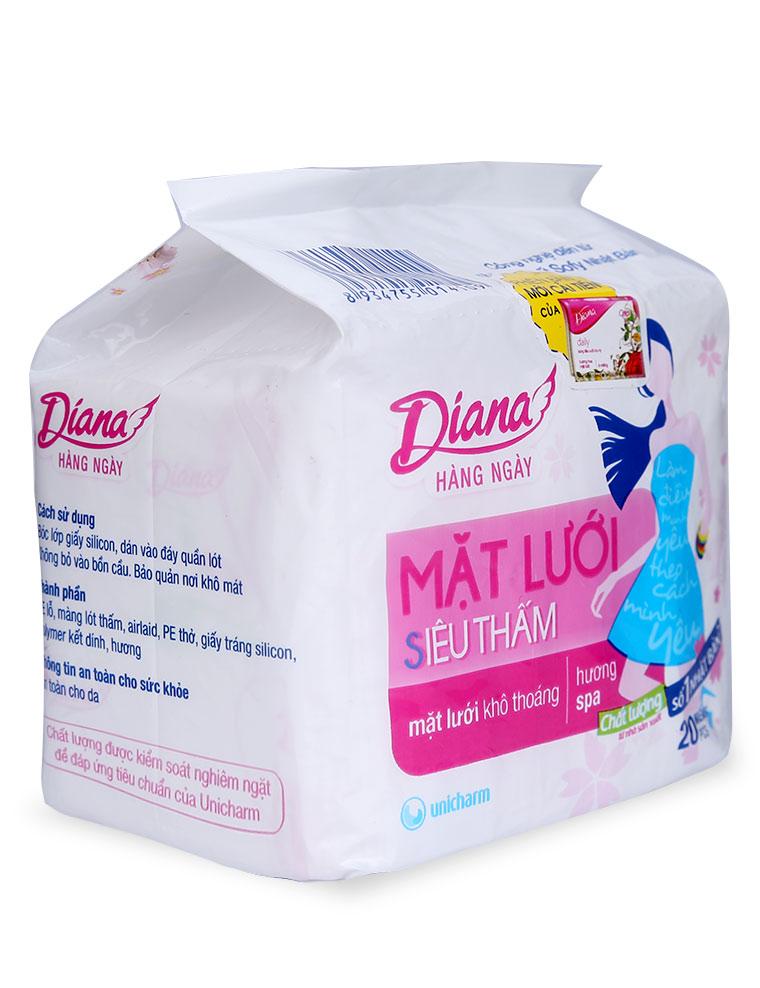 Băng Vệ Sinh Hàng Ngày Diana Dialy Hương Hoa Mặt Lưới (Gói 20 Miếng)