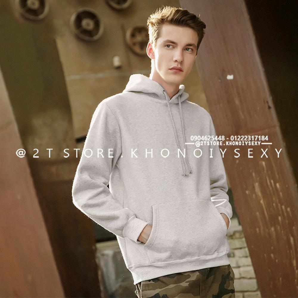 2T STORE ÁO KHOÁC HOODIE NỈ CÓ NÓN TRƠN MÀU XANH BẠC 2TAKN08001.jpg