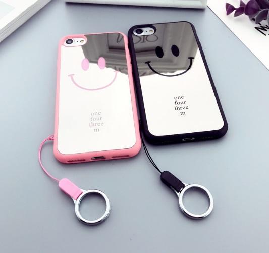 (Tặng Kèm dây) Ốp đôi lưng tráng gương mặt cười iPhone 5 5s 5SE 6 6s 6 Plus 6s Plus 7 8 7 Plus 8 Plus X ốp dẻo dẹp thời trang
