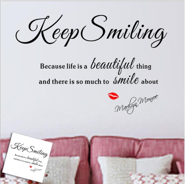 Decan dán tường chữ nghệ thuật keep smiling- ZY8163-46