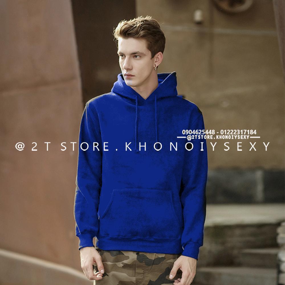 2T STORE ÁO KHOÁC HOODIE NỈ CÓ NÓN TRƠN MÀU XANH DƯƠNG 2TAKN08001-3.jpg