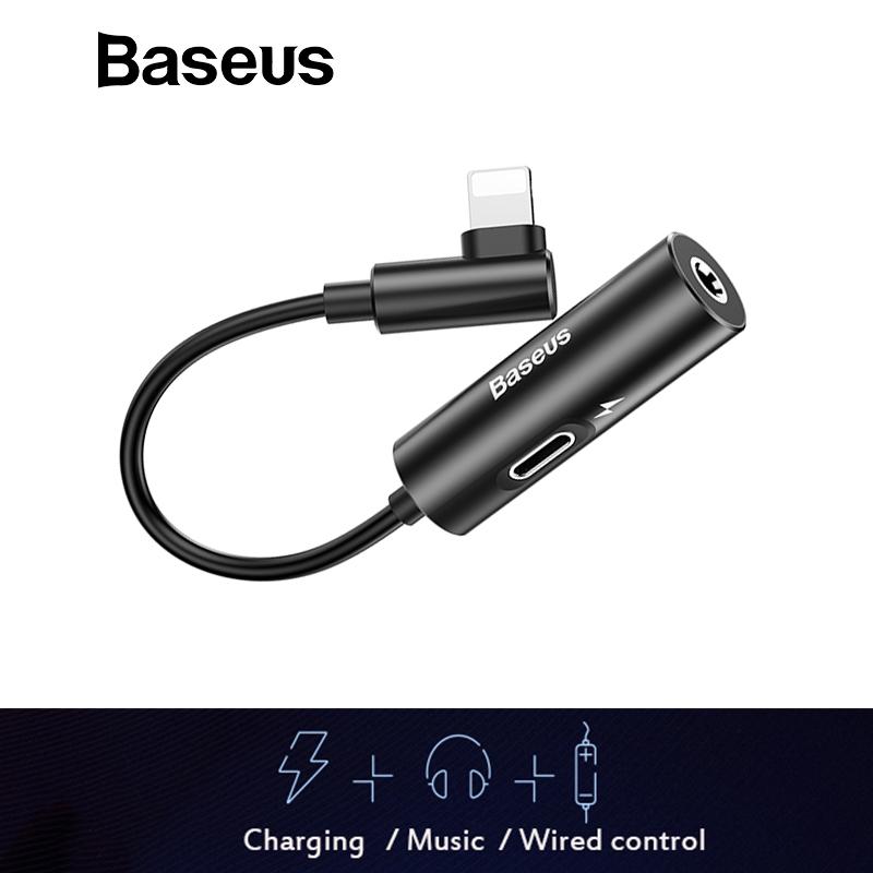 Bộ chia adapter chuyển đổi âm thanh Baseus L42 2 trong 1 Lightning ra cổng tai nghe 3.5 mm và cổng sạc cho iphone 7,8, iphone X, iphone XS Max - Phân phối bởi Vietstore