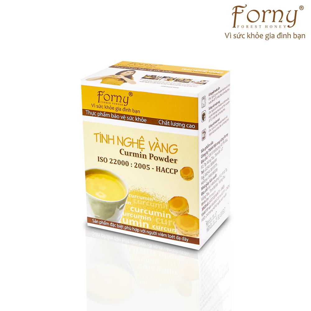 Tinh nghệ vàng Forny 50g FS (10 gói *5g) (Hộp giấy) (Phù hợp với người viêm loét dạ dày, phụ nữ sau sinh hồi phục sức khỏe và sắc đẹp, người sử dụng rượu bia thường xuyên, tốt cho hệ tiêu hóa) (tinh bột nghệ) (Tinh bột nghệ nguyên chất)