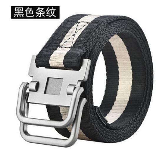 Thắt lưng vải canvas 2 thanh gài vòng chữ D kim loại màu sắc thời trang hình chụp thật