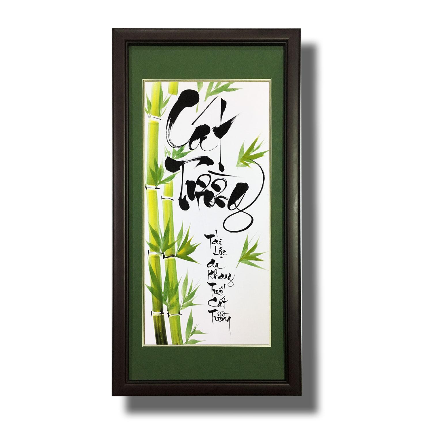 Tranh thư pháp - Chữ Cát Tường 02 -Tranh Minh Hiền (viết và vẽ 100% - không sử dụng in ấn)