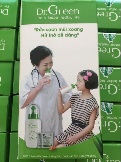 Bình rửa mũi Dr.Green kèm 10 gói muối nha đam nhập khẩu
