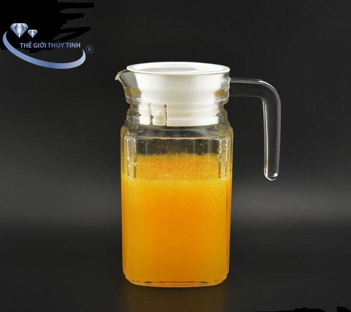 Bình thủy tinh có quai miệng rót nước 500ml sọc deli eh1004-3