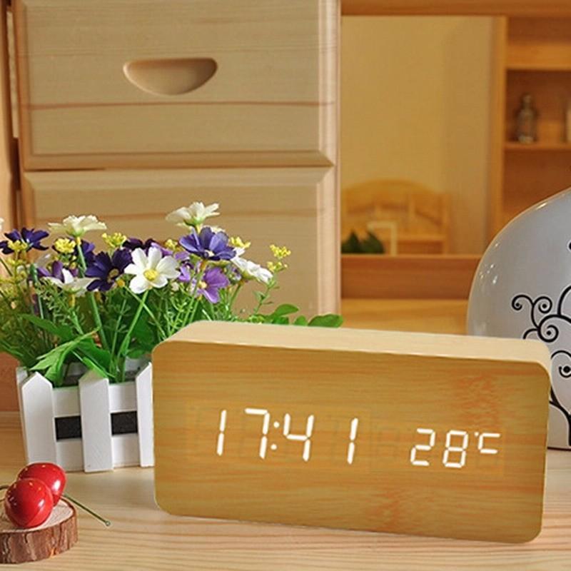Nơi bán Đồng Hồ Gỗ Báo Thức Hình Chữ Nhật Wood LED Digital thông minh