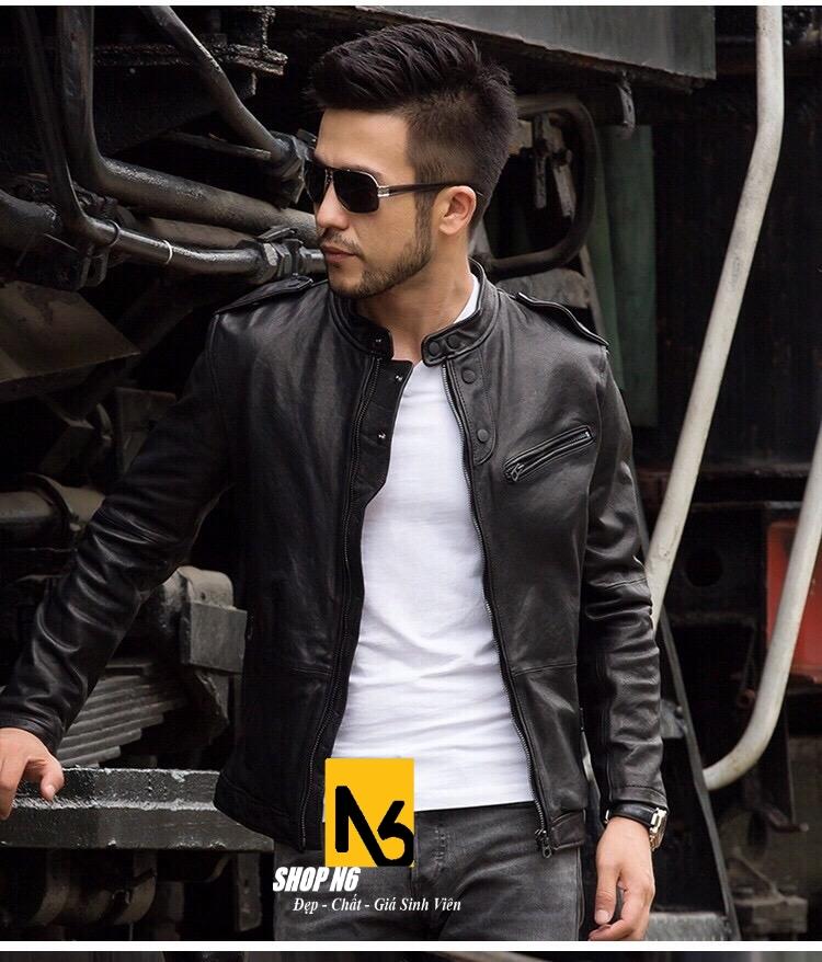 [HCM]Áo Khoác Da Nam Blacker Phối Ngực Đen Cao Cấp - DC14 (ShopN6)
