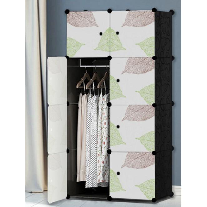 Tủ nhựa ghép 8 ngăn sâu 47 cm mẫu vách đen cửa lá phong