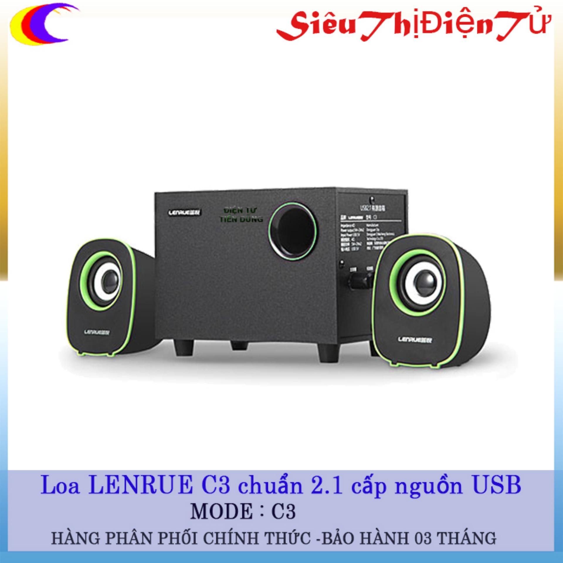 Loa vi tính lenrue c3 chuẩn 2.1 cấp nguồn usb siêu đẹp