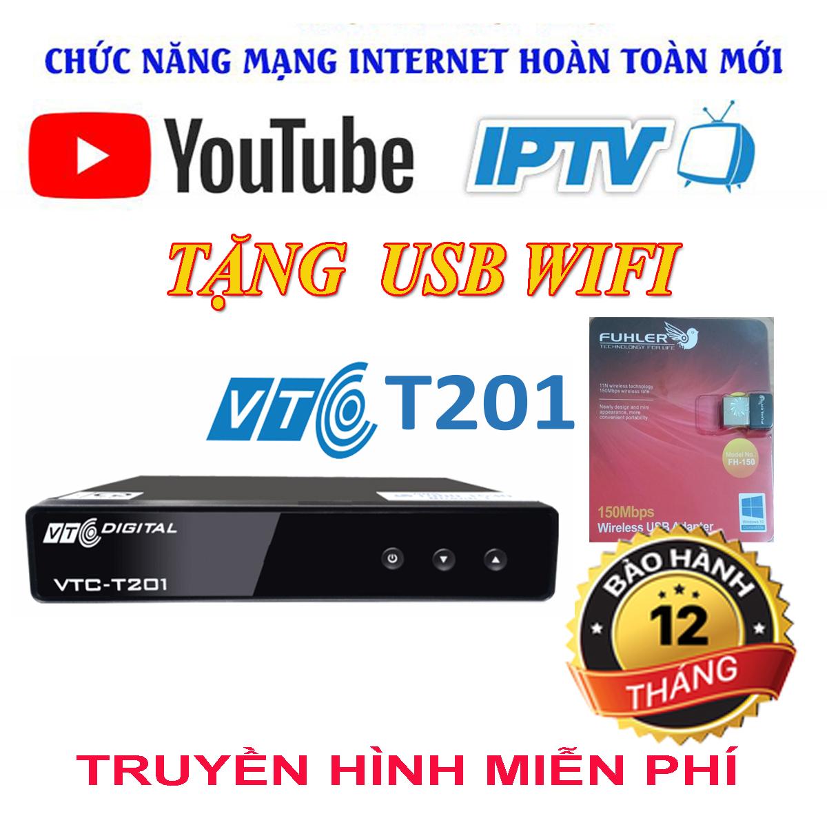 Đầu thu dvb-t2 vtc t201 internet tặng usb wifi xem youtube, chất lượng hd