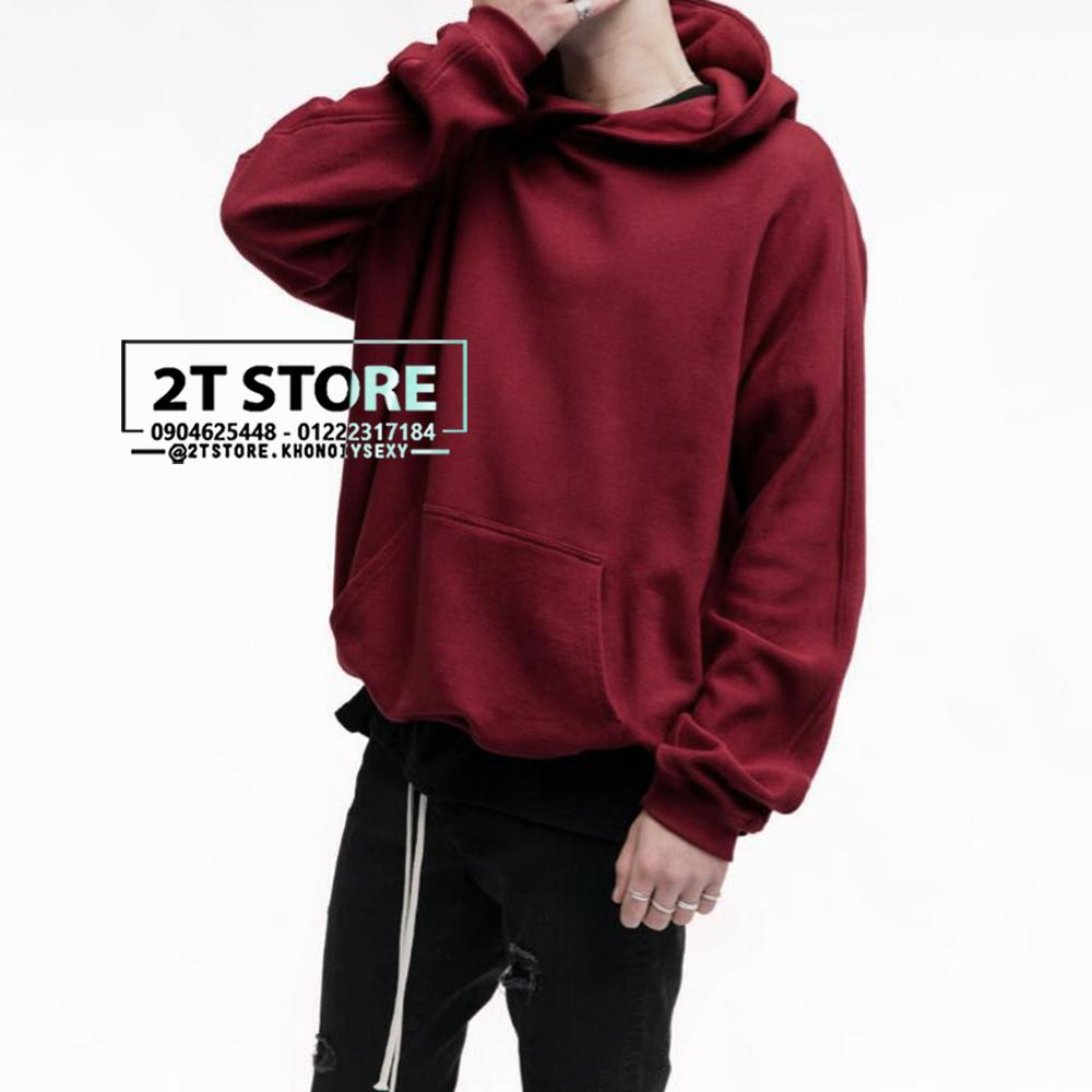 2T STORE ÁO KHOÁC HOODIE NỈ CÓ NÓN TRƠN MÀU ĐỎ 2TAKN08001-3.jpg