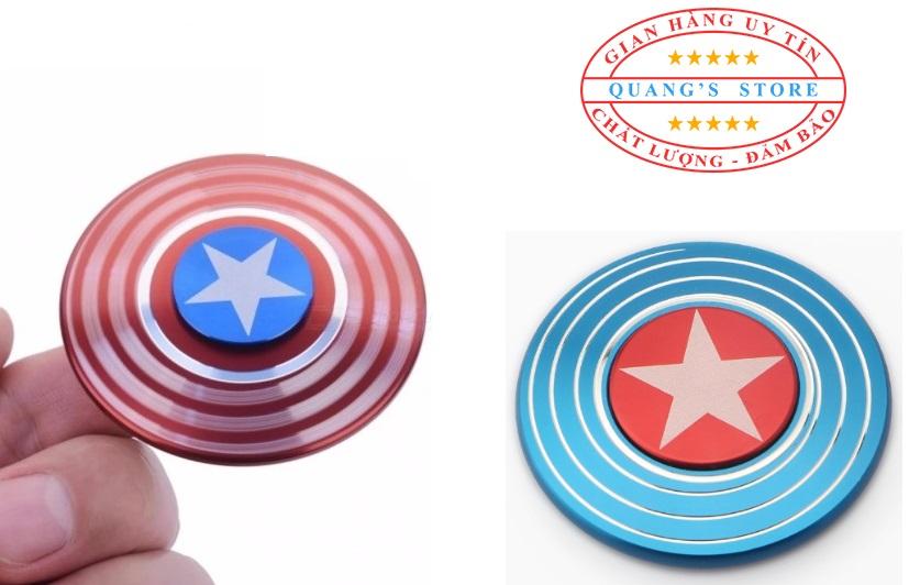 Bộ 2 Con quay Fidget Spinner Khiên Captian America cao cấp ( Màu Đỏ và Xanh )